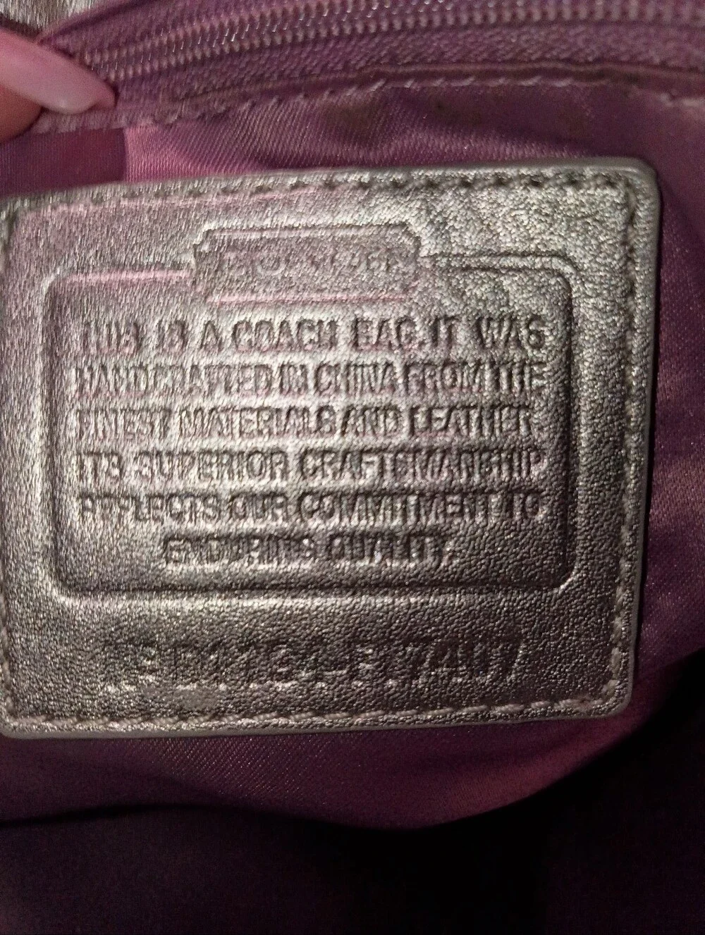 Coach Purple Multi Signature Tote with Silver Handles